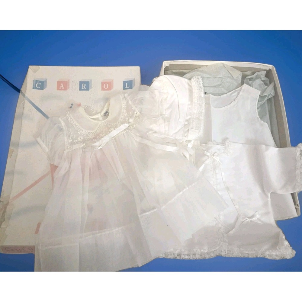 1950's CAROL JOY  BAPTISMAL CHRISTENING --Dress, Slip, Jacket, Bonnet Vintage
